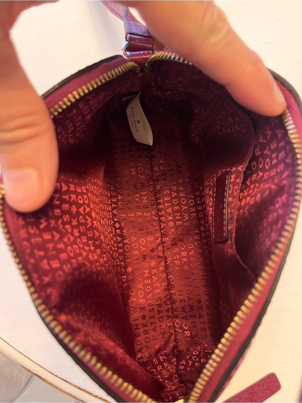 kate spade Red Pebbled Leather Crossbody with Gold Plaque - Picture 3 of 3